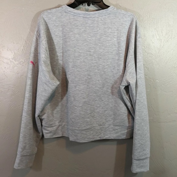 NWT PUMA Logo Heathered Grey Modern Sport Crew Relaxed Sweatshirt - Picture 4 of 4